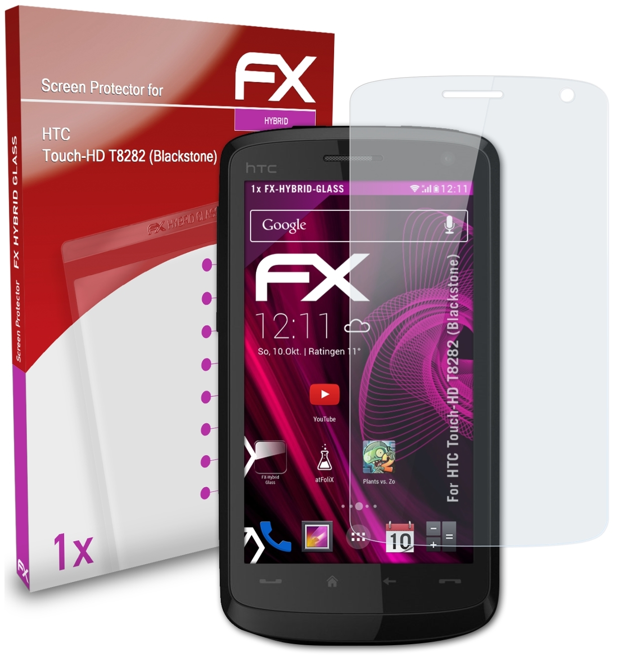 ATFOLIX FX-Hybrid-Glass Schutzglas(für (Blackstone)) Touch-HD T8282 HTC