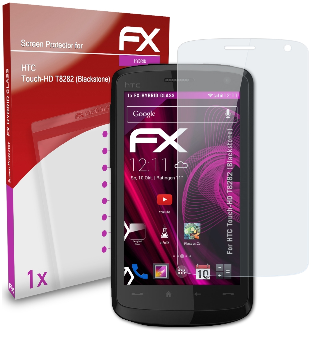 ATFOLIX FX-Hybrid-Glass Schutzglas(für HTC Touch-HD T8282 (Blackstone))