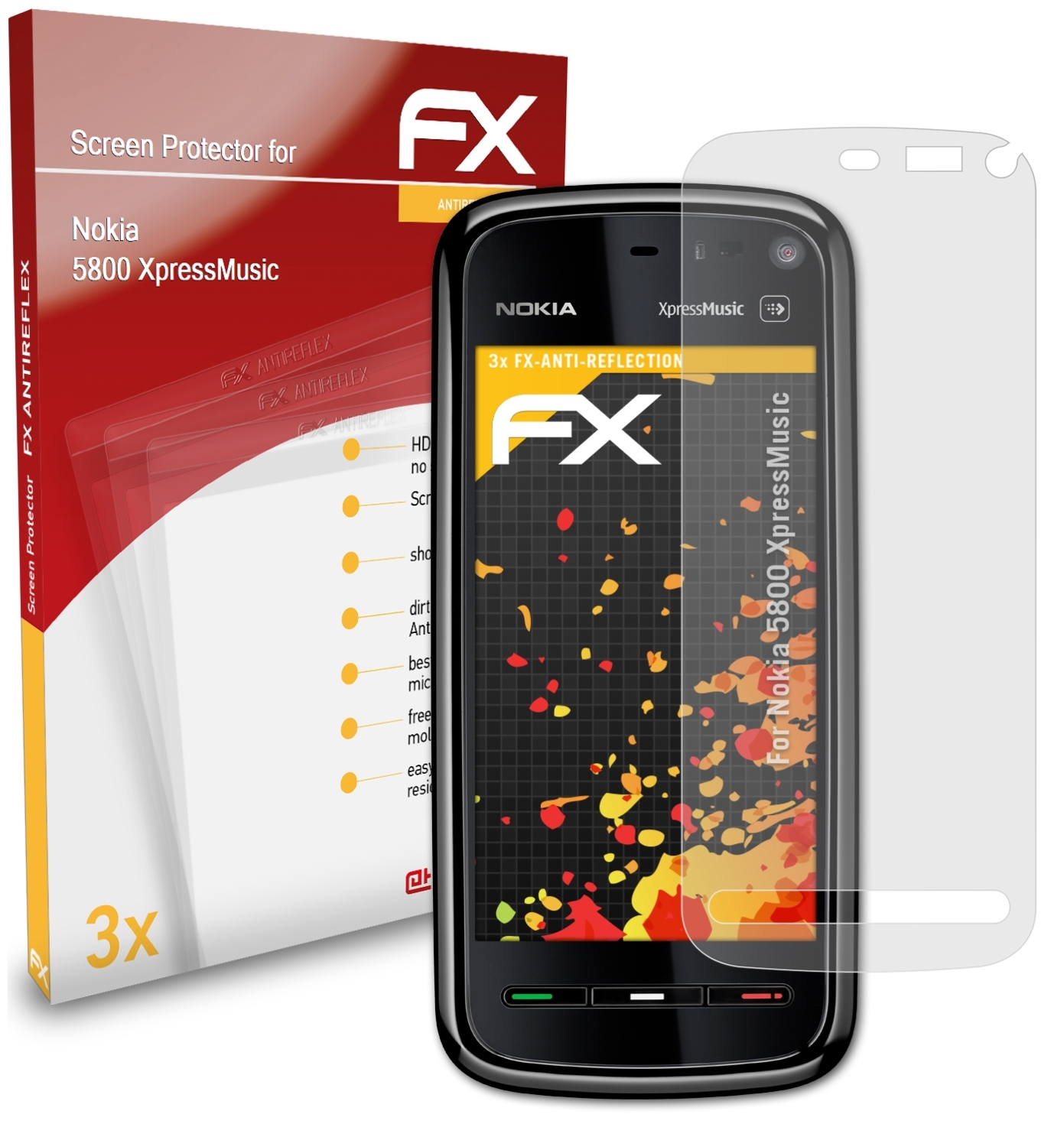 5800 ATFOLIX Displayschutz(für 3x Nokia XpressMusic) FX-Antireflex