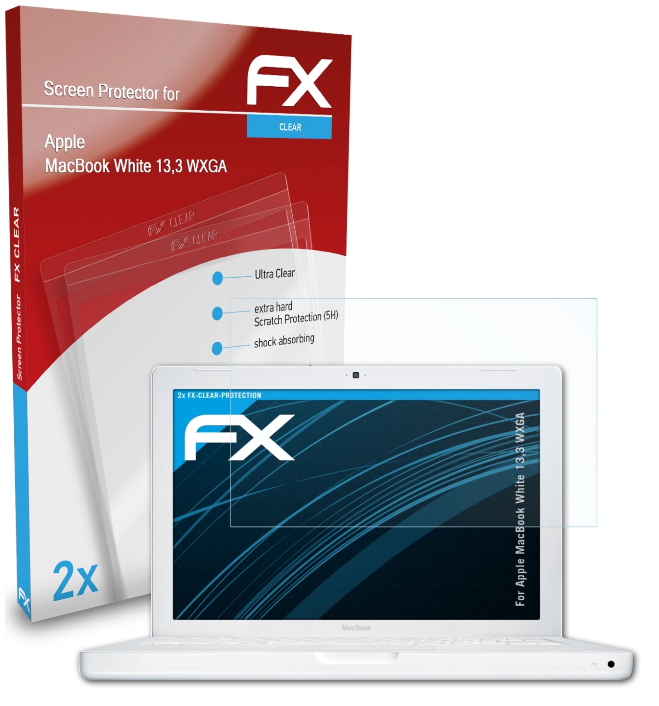 ATFOLIX 2x 13,3 FX-Clear WXGA) Apple White Displayschutz(für MacBook