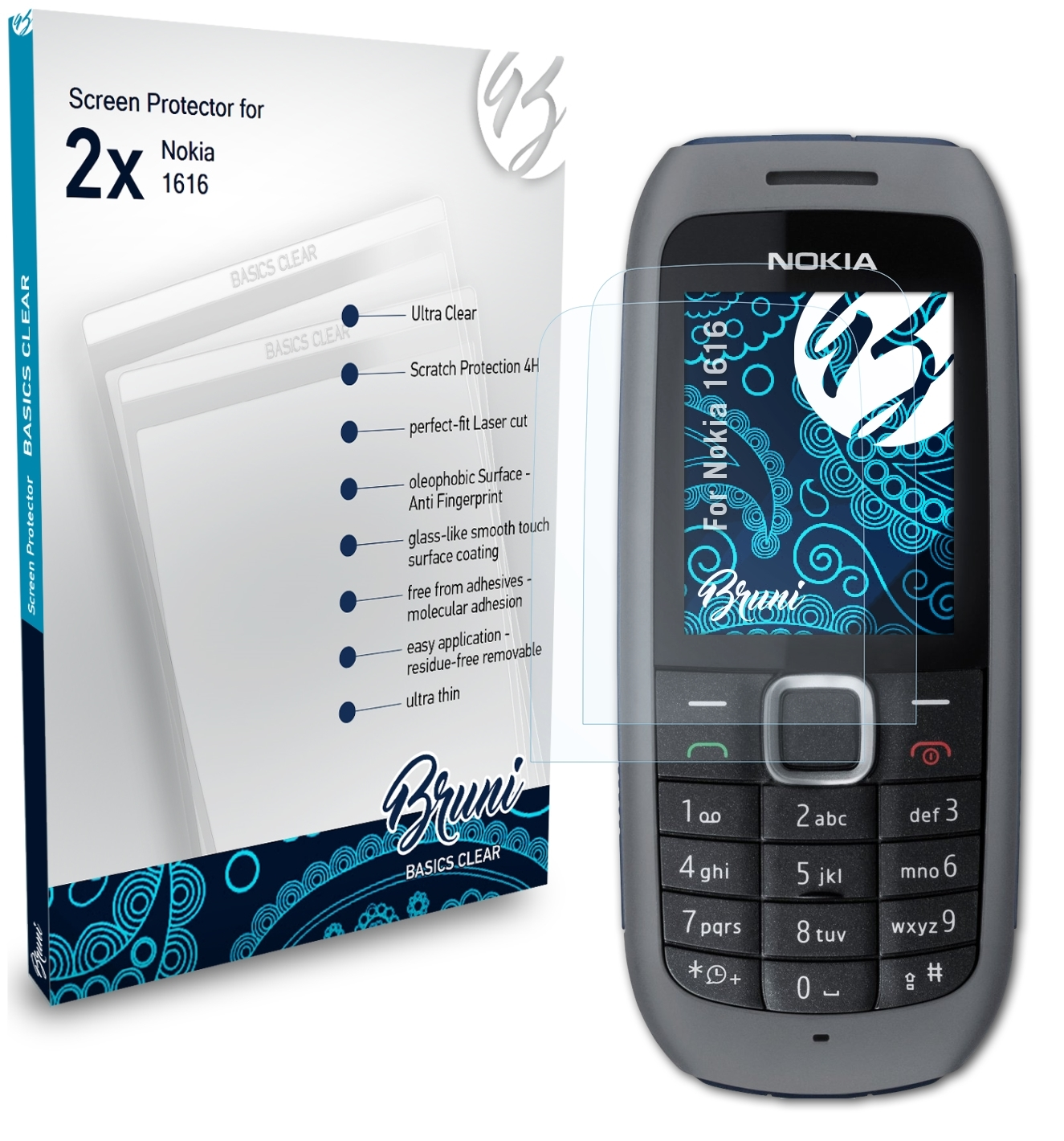 BRUNI 1616) Basics-Clear Schutzfolie(für Nokia 2x