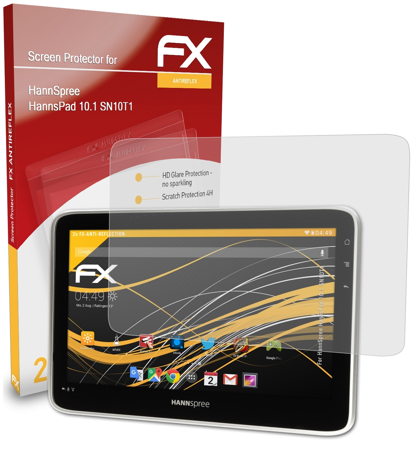ATFOLIX 2x FX-Antireflex Displayschutz(für HannSpree HannsPad 10.1 (SN10T1))
