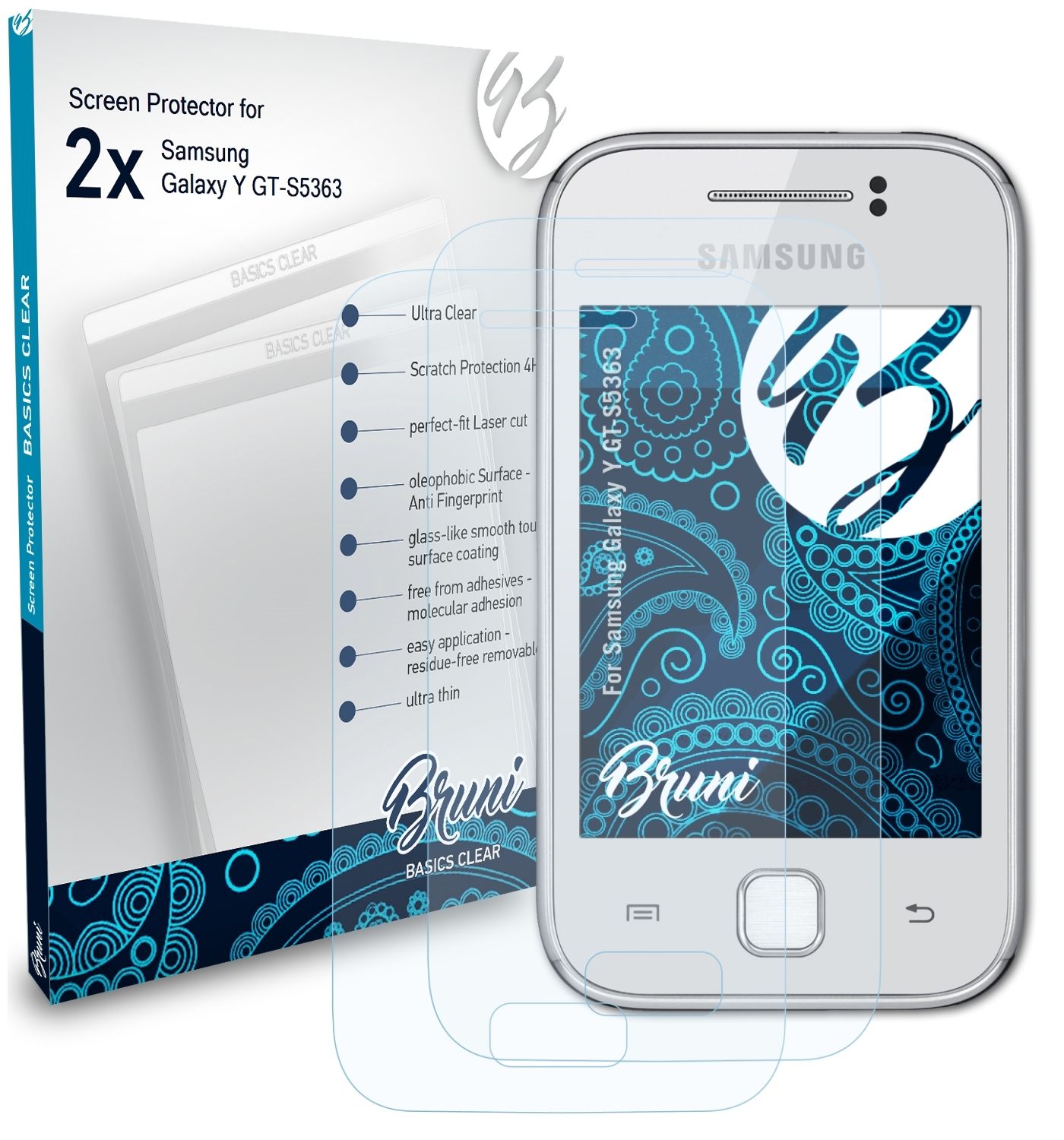 BRUNI Samsung Y Schutzfolie(für Basics-Clear Galaxy 2x (GT-S5363))