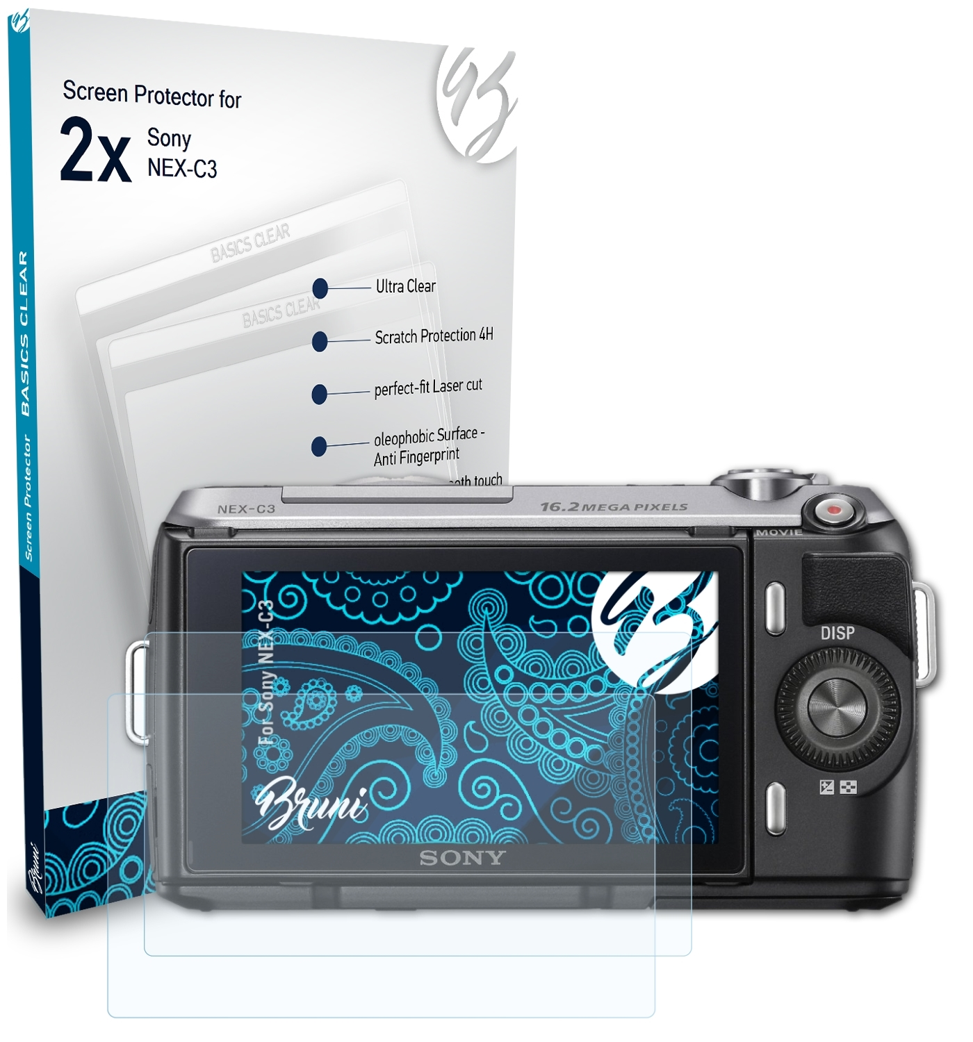 Sony 2x BRUNI Basics-Clear Schutzfolie(für NEX-C3)