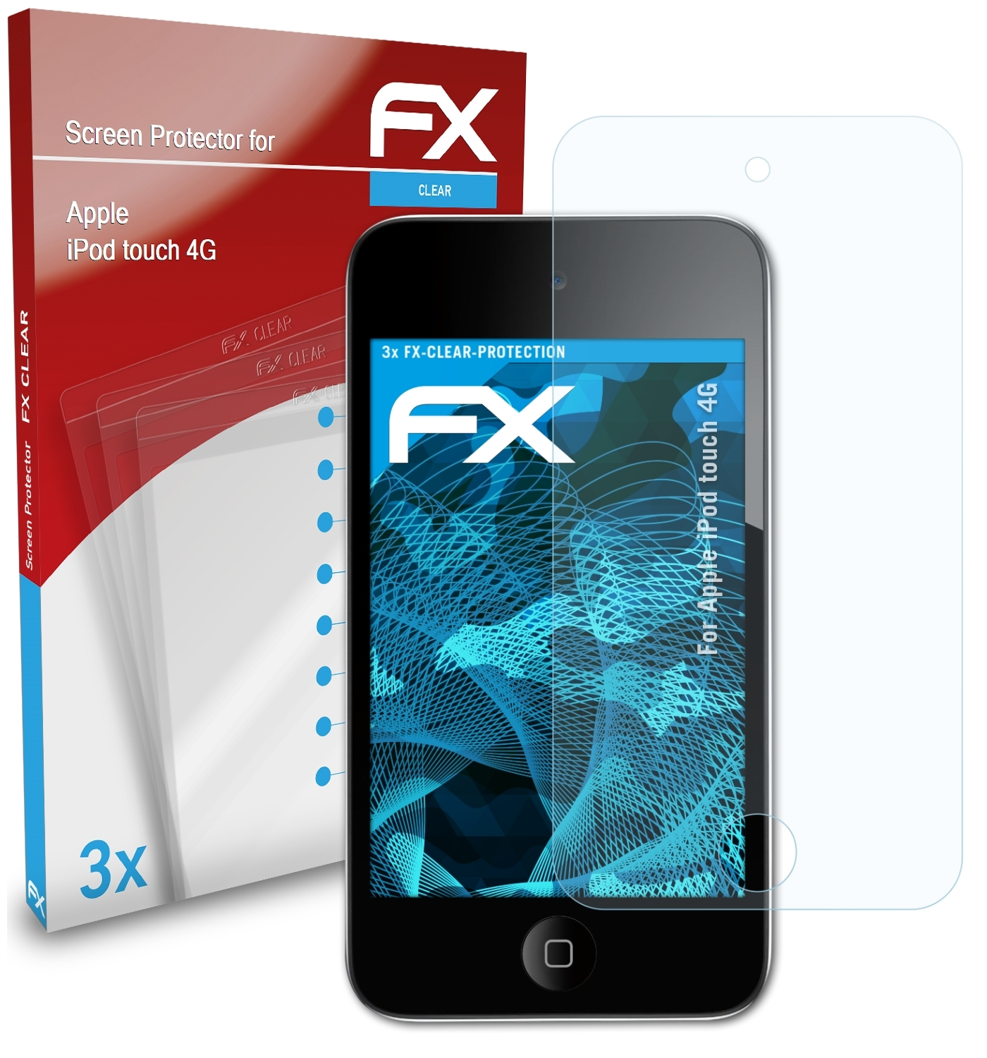 ATFOLIX 3x FX-Clear Displayschutz(für 4G) Apple touch iPod