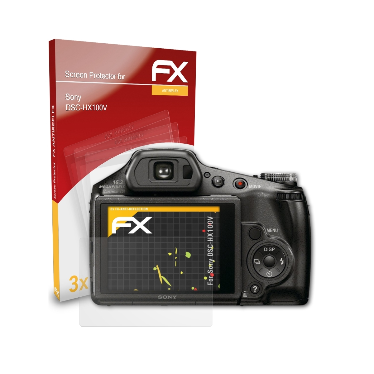DSC-HX100V) ATFOLIX 3x FX-Antireflex Displayschutz(für Sony