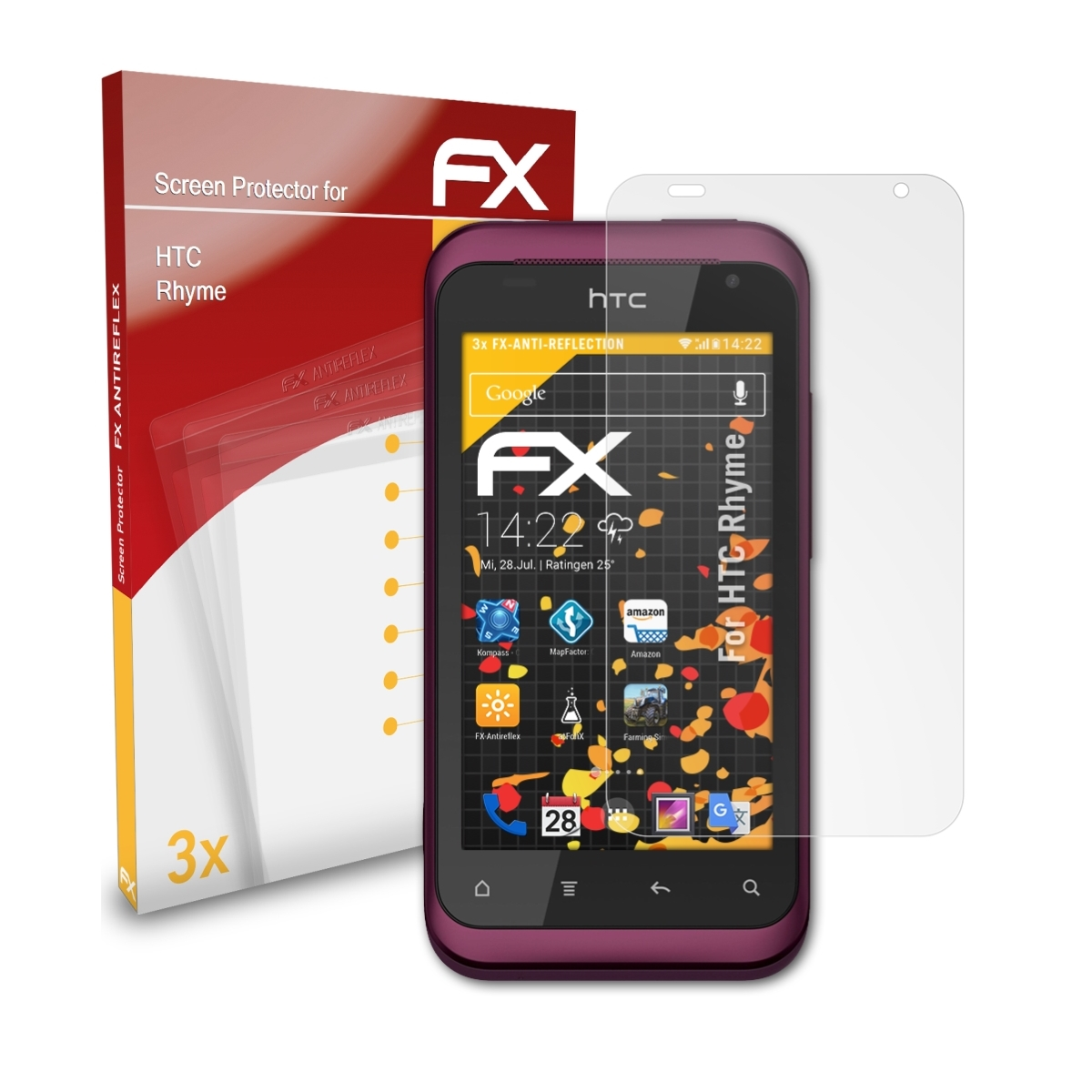 ATFOLIX 3x Rhyme) FX-Antireflex HTC Displayschutz(für