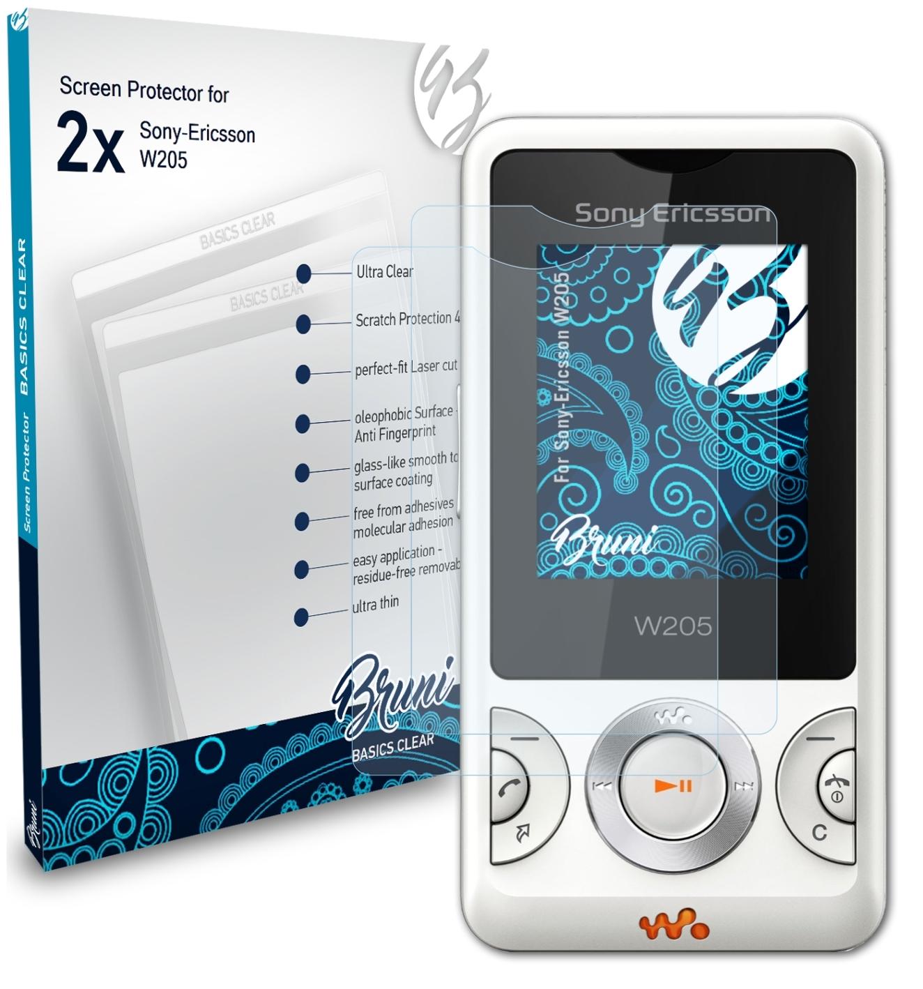 Sony-Ericsson W205) Basics-Clear 2x BRUNI Schutzfolie(für