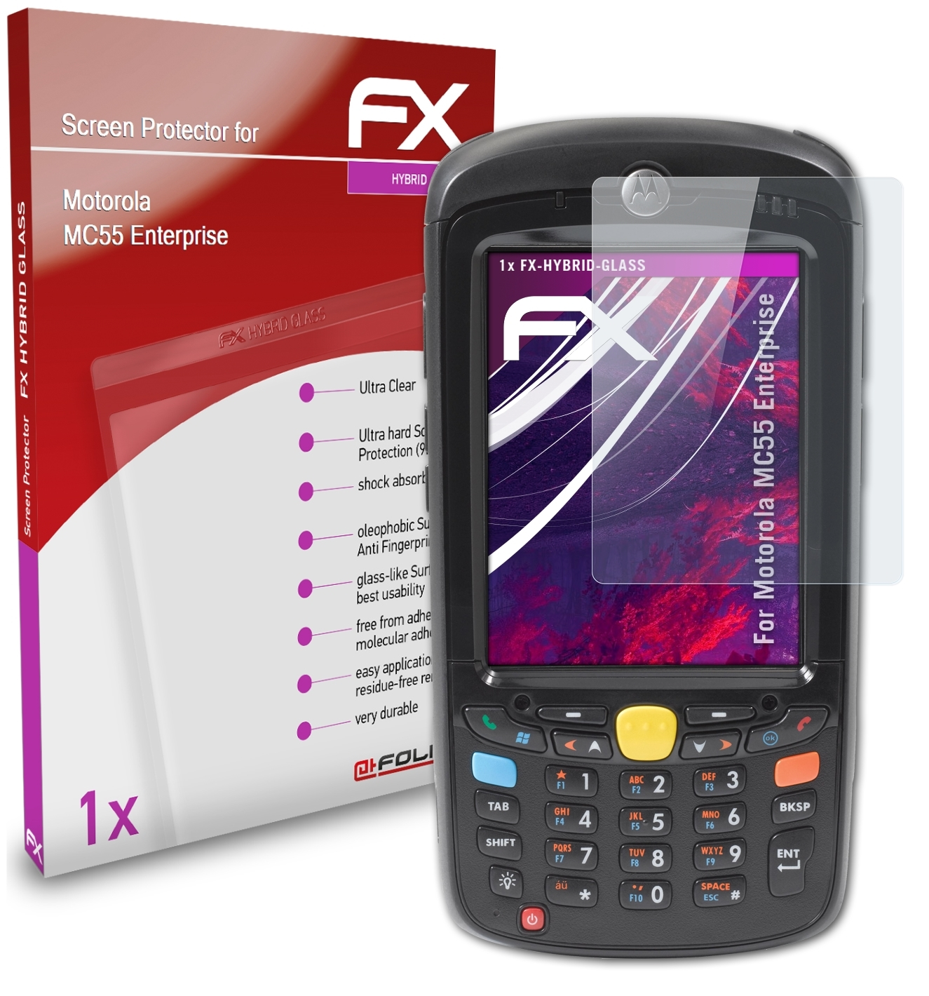 ATFOLIX FX-Hybrid-Glass Schutzglas(für Motorola MC55 Enterprise)