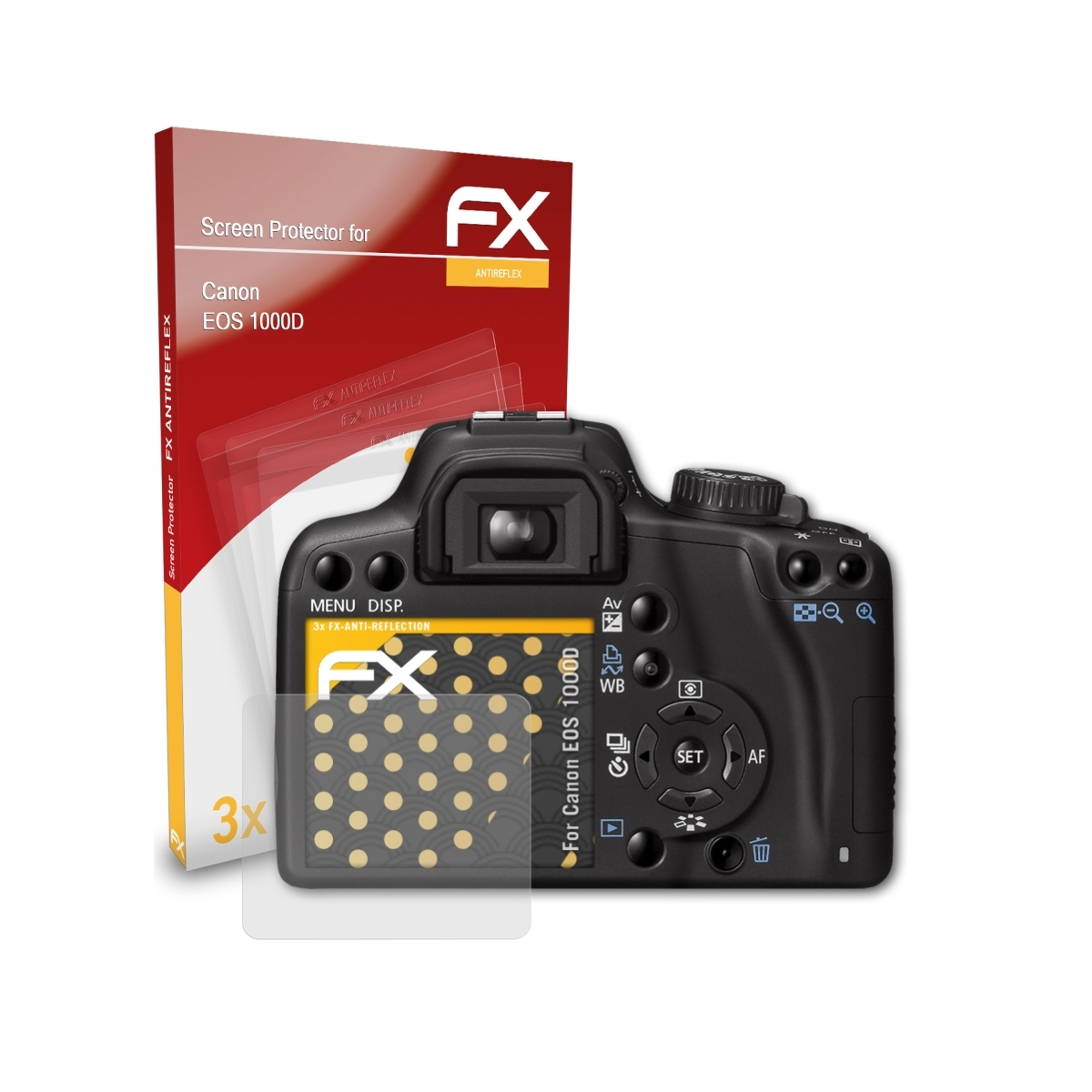 ATFOLIX EOS 1000D) 3x Canon FX-Antireflex Displayschutz(für