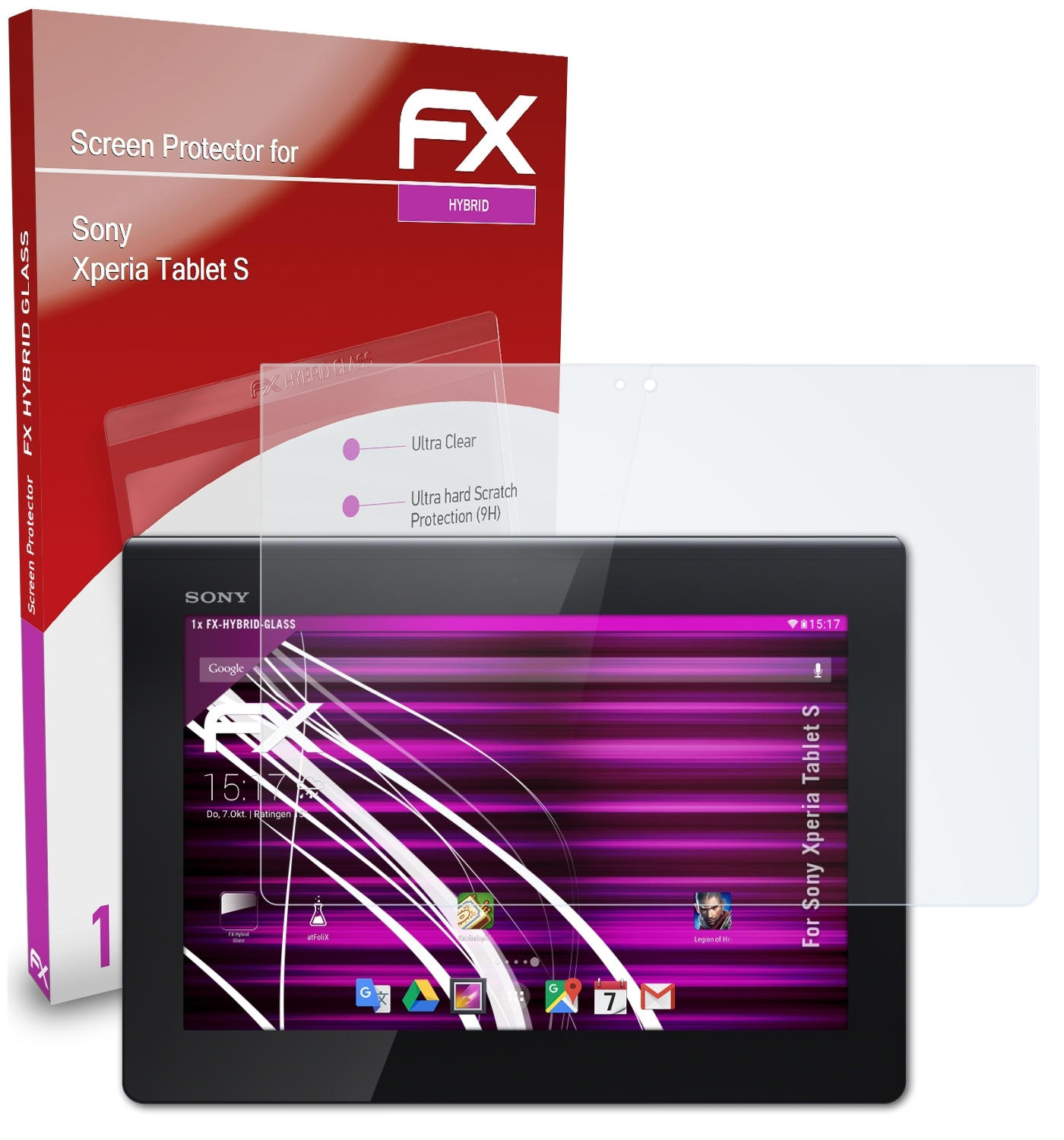 Schutzglas(für Tablet Sony S) ATFOLIX FX-Hybrid-Glass Xperia