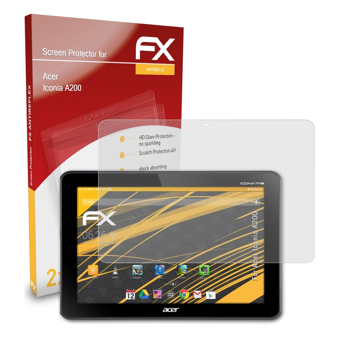 Acer FX-Antireflex A200) ATFOLIX Iconia Displayschutz(für 2x