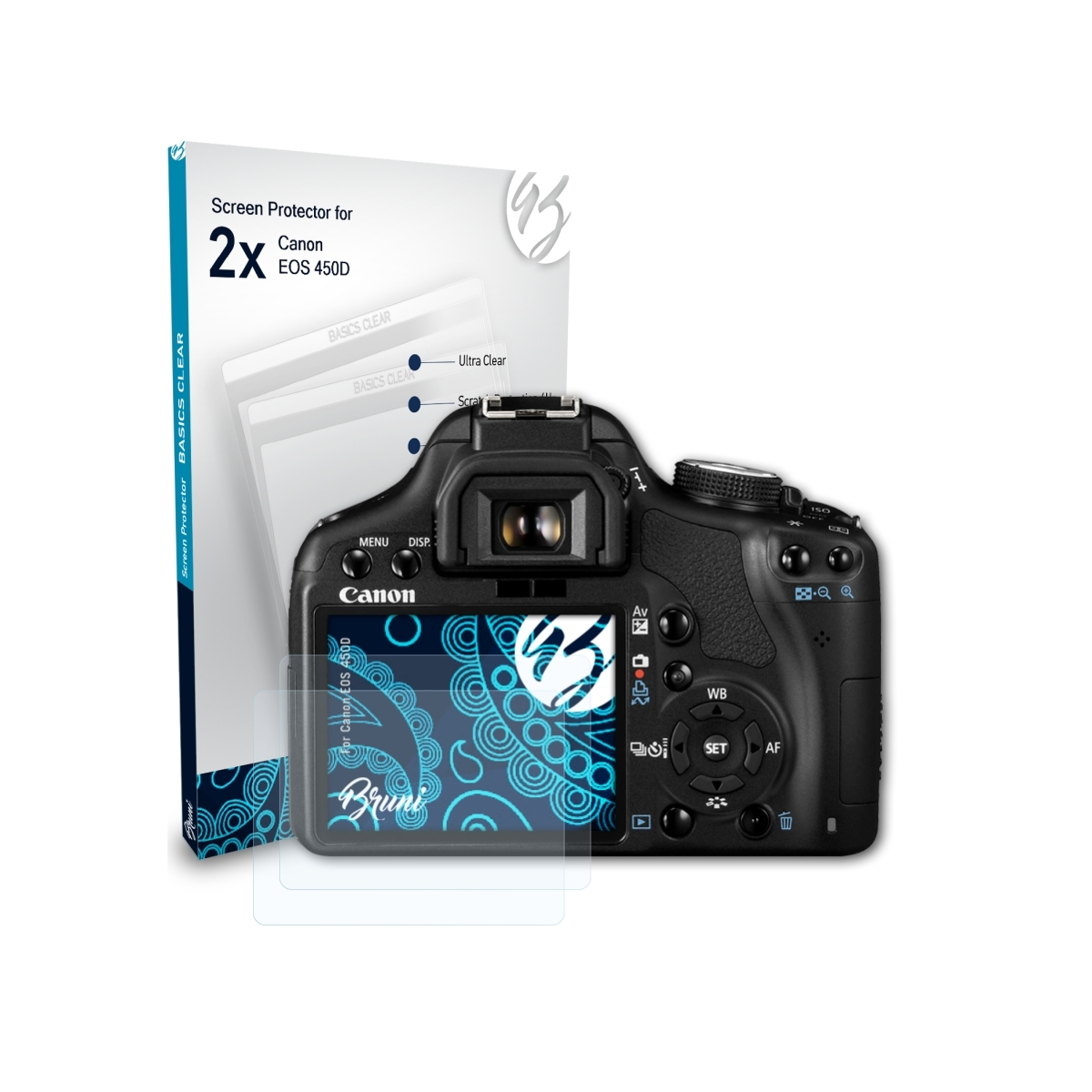 BRUNI 2x Basics-Clear EOS 450D) Canon Schutzfolie(für