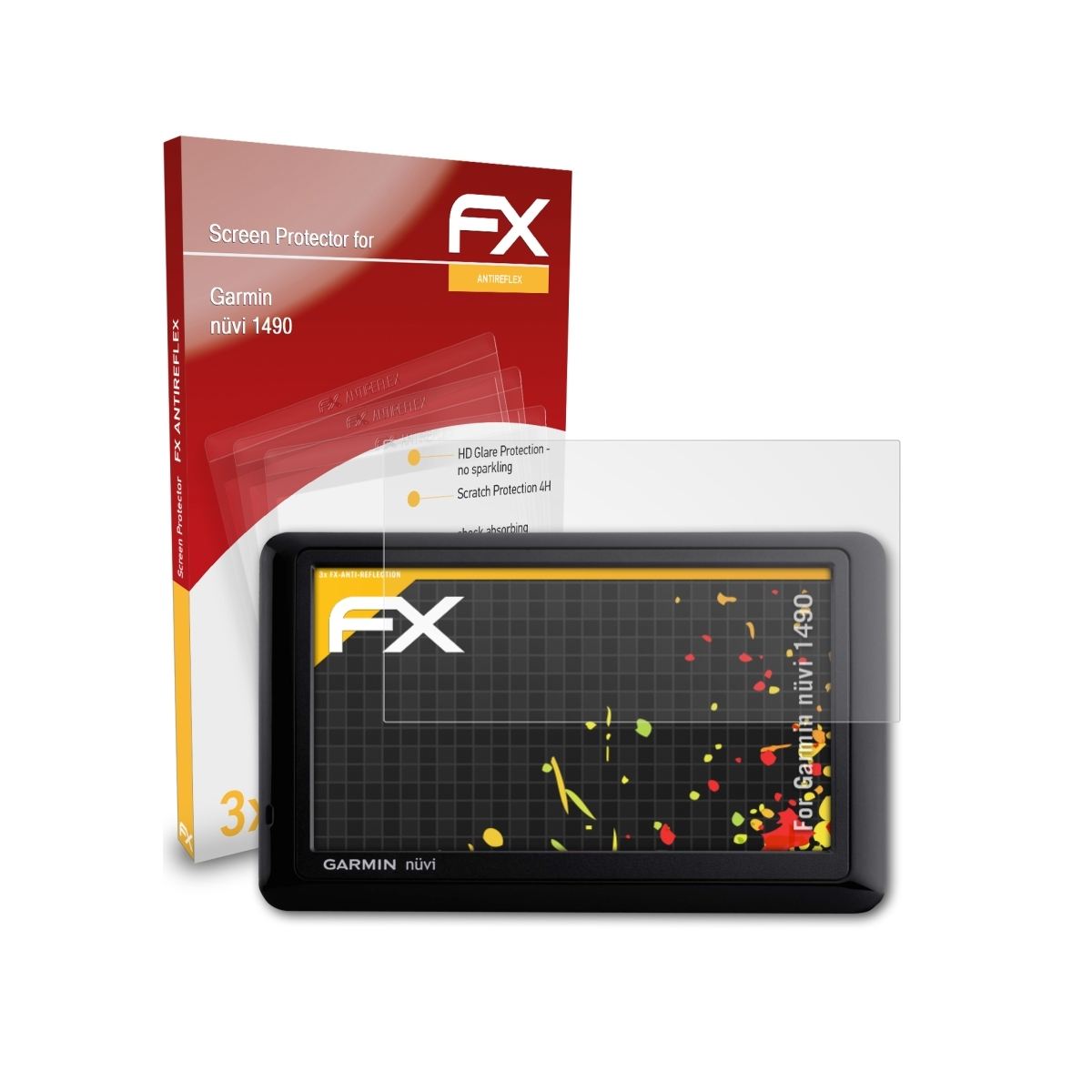 ATFOLIX 3x FX-Antireflex Displayschutz(für Garmin 1490) nüvi