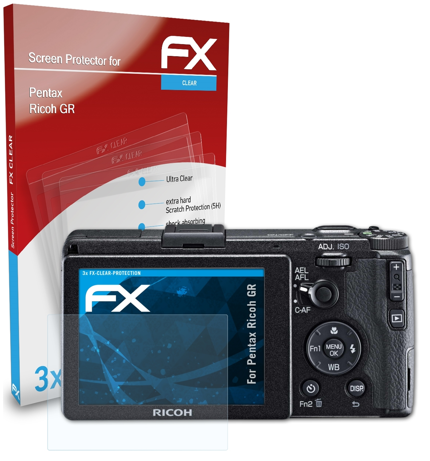 3x ATFOLIX FX-Clear Pentax Ricoh Displayschutz(für GR)