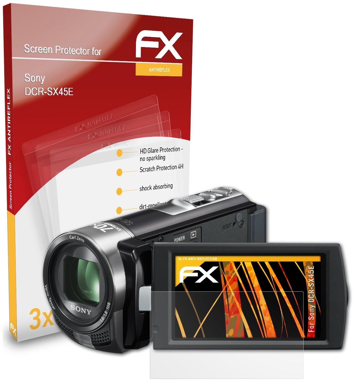 ATFOLIX 3x FX-Antireflex Sony DCR-SX45E) Displayschutz(für