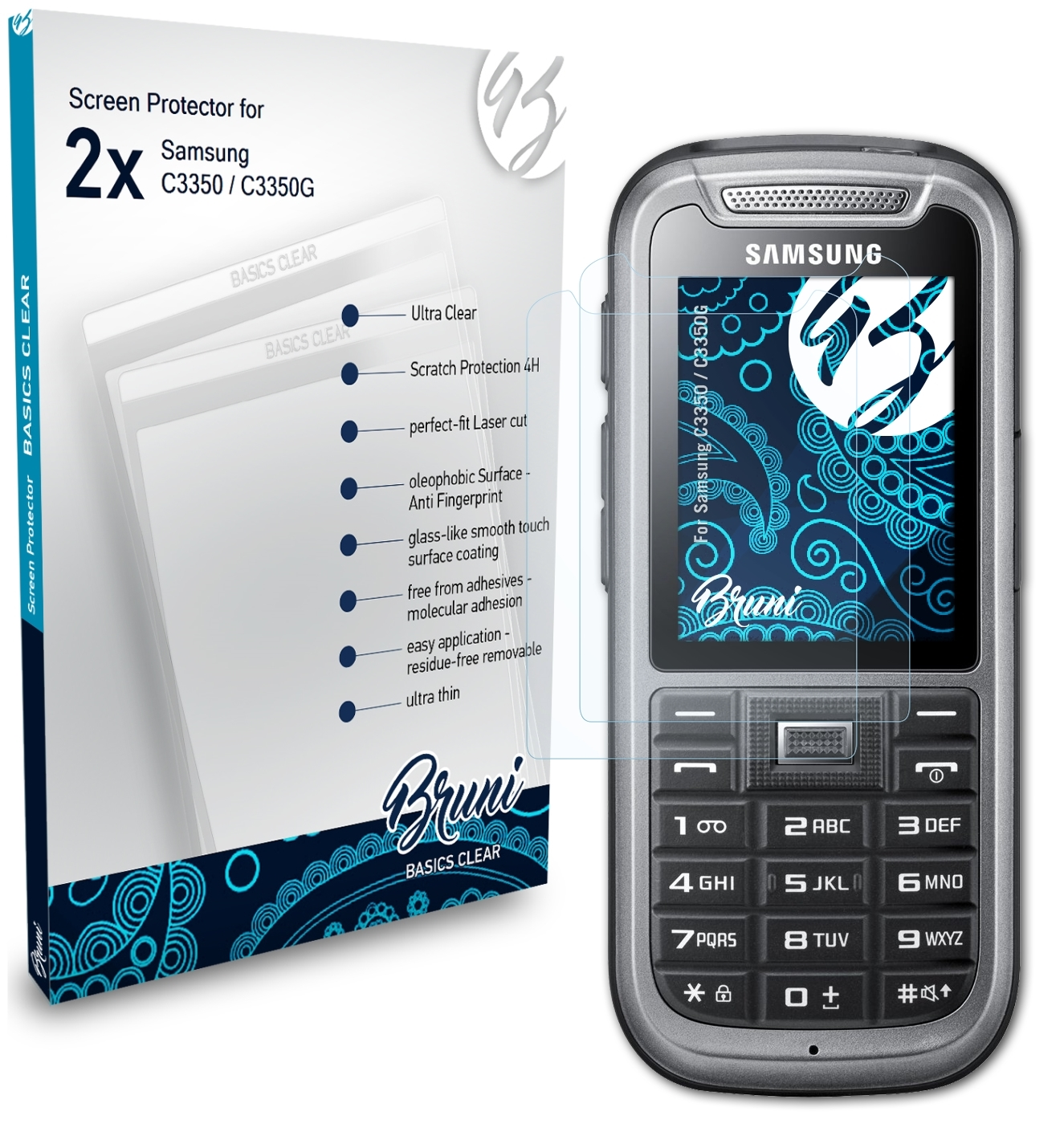 BRUNI 2x Basics-Clear Schutzfolie(für / C3350 Samsung C3350G)