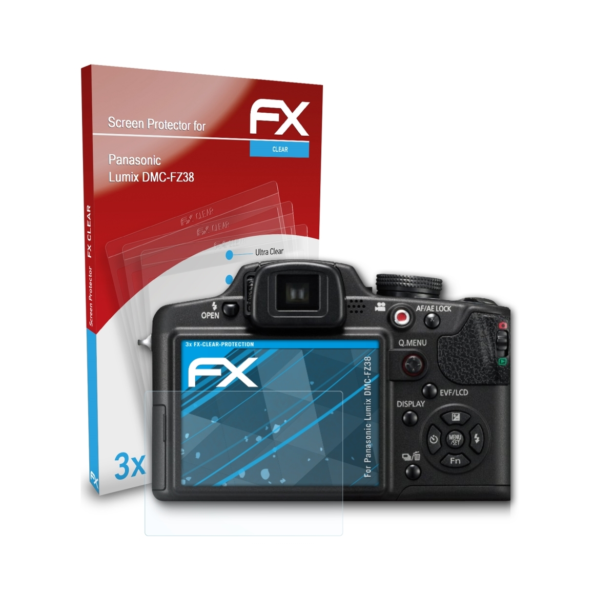 Lumix ATFOLIX Panasonic 3x Displayschutz(für FX-Clear DMC-FZ38)