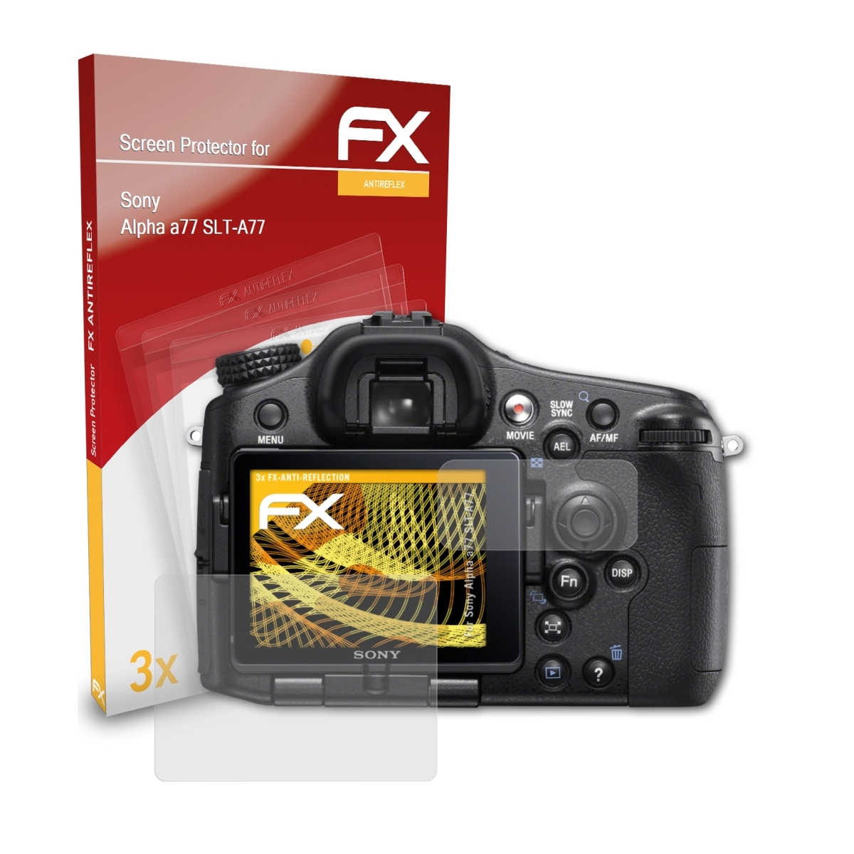 ATFOLIX 3x FX-Antireflex Alpha Displayschutz(für a77 Sony (SLT-A77))
