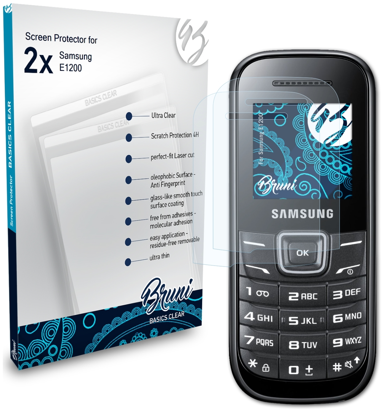 BRUNI 2x Basics-Clear Schutzfolie(für Samsung E1200)