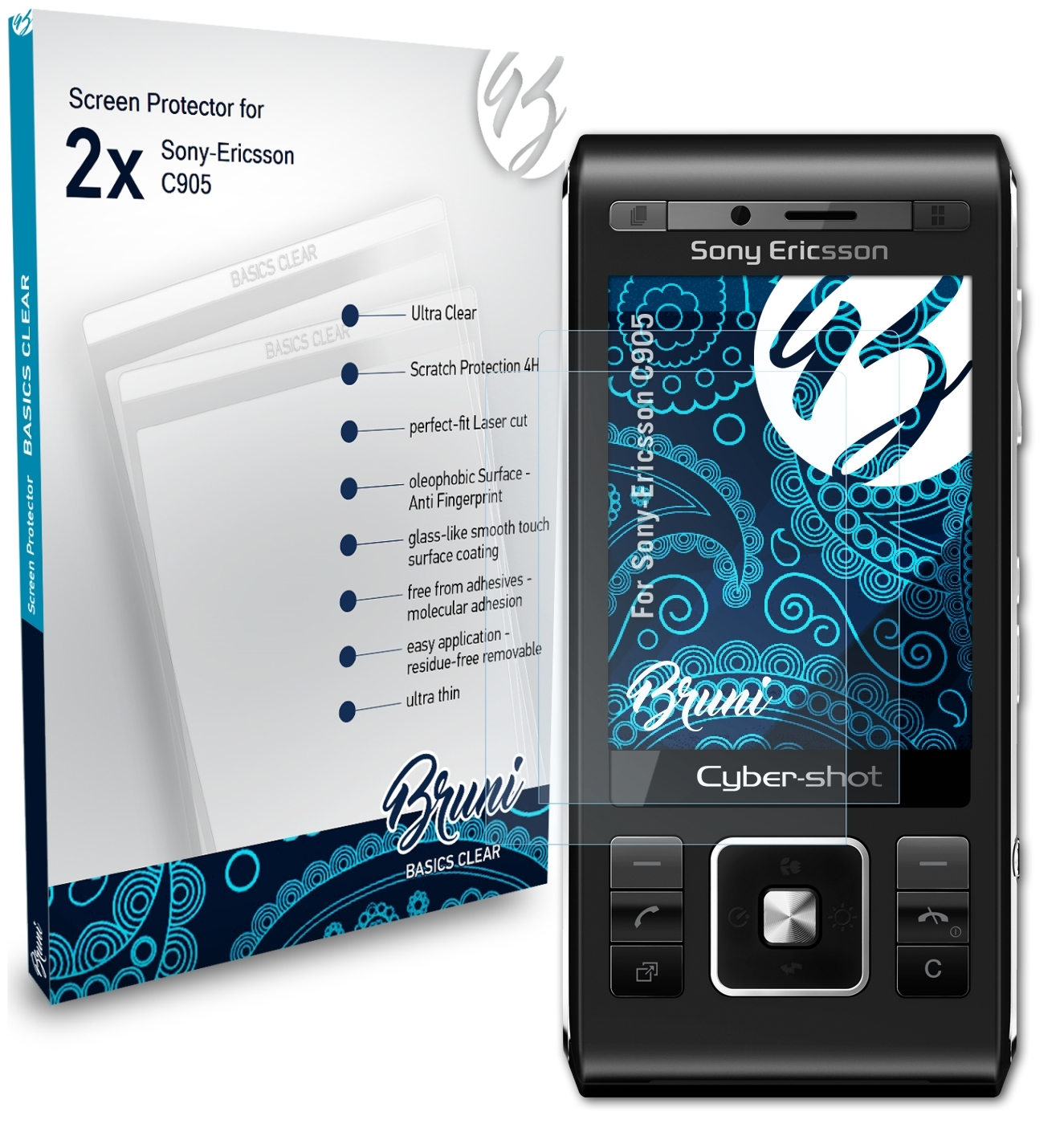 BRUNI 2x Basics-Clear Sony-Ericsson C905) Schutzfolie(für