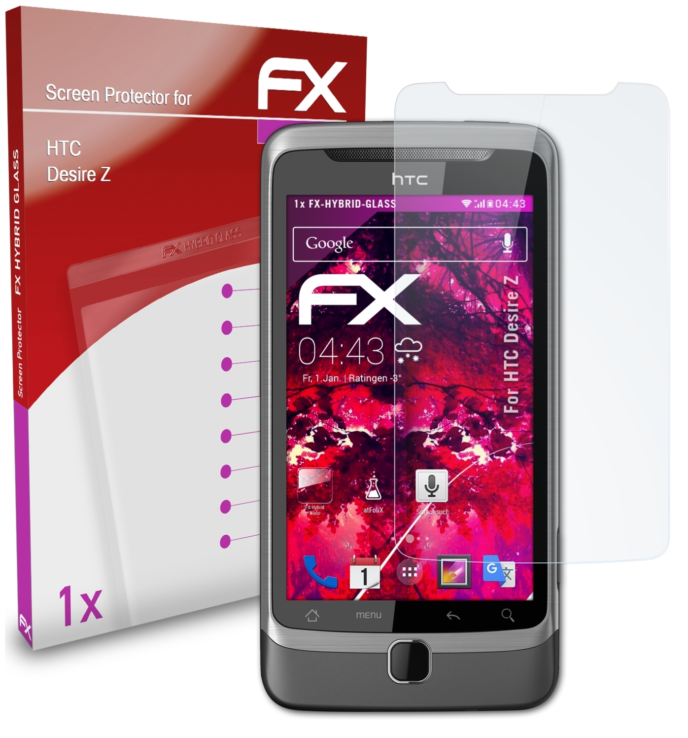 ATFOLIX FX-Hybrid-Glass Schutzglas(für HTC Z) Desire