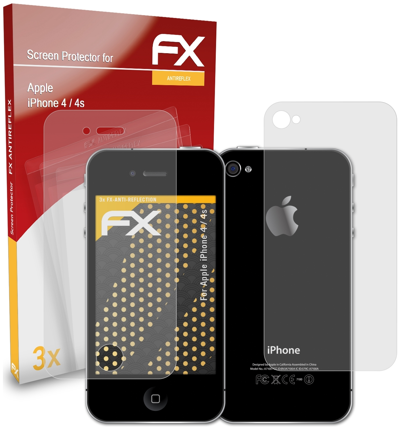 ATFOLIX 3x FX-Antireflex Displayschutz(für Apple 4 / iPhone 4s)