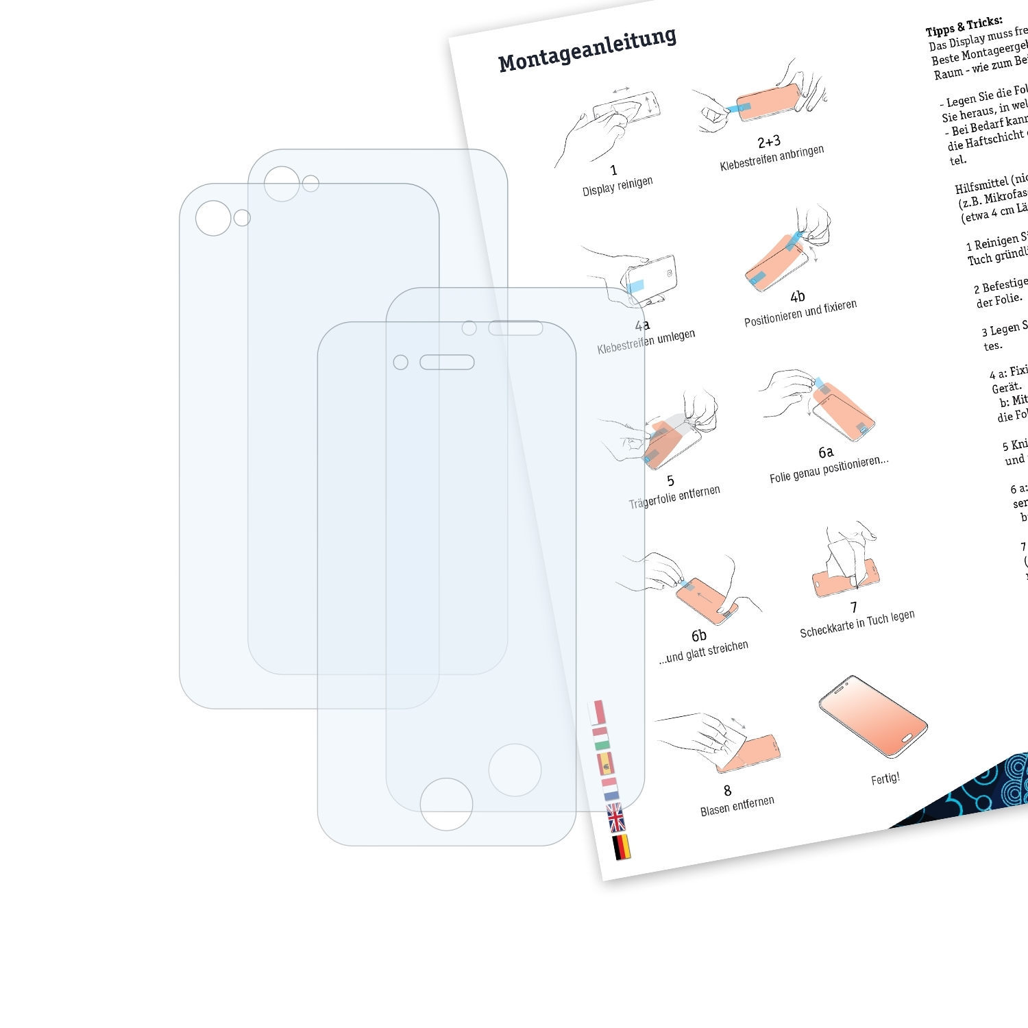 BRUNI 2x Basics-Clear Schutzfolie(für 4s) iPhone Apple 4 