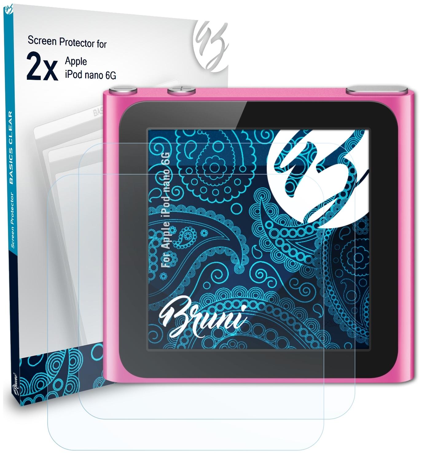 BRUNI 2x Basics-Clear Schutzfolie(für 6G) iPod nano Apple