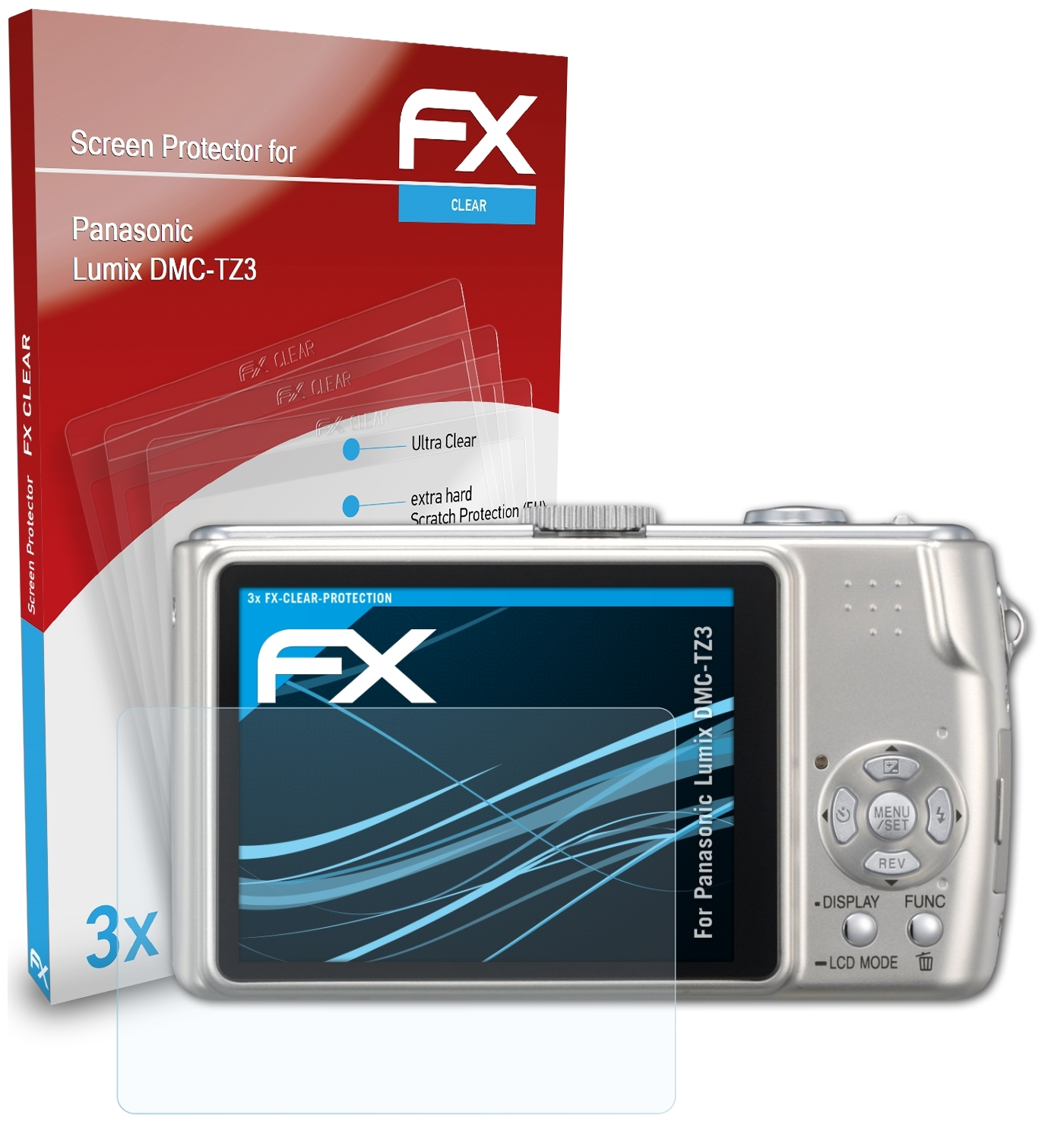 Panasonic ATFOLIX DMC-TZ3) 3x Displayschutz(für FX-Clear Lumix
