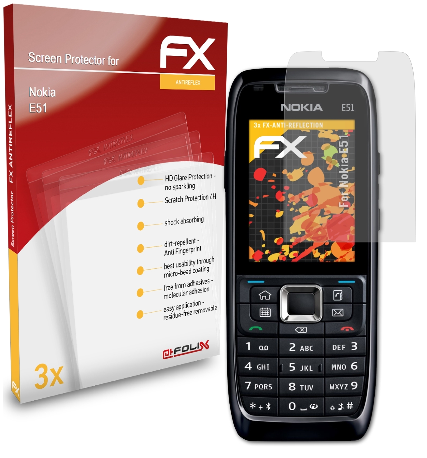 3x Displayschutz(für Nokia E51) FX-Antireflex ATFOLIX