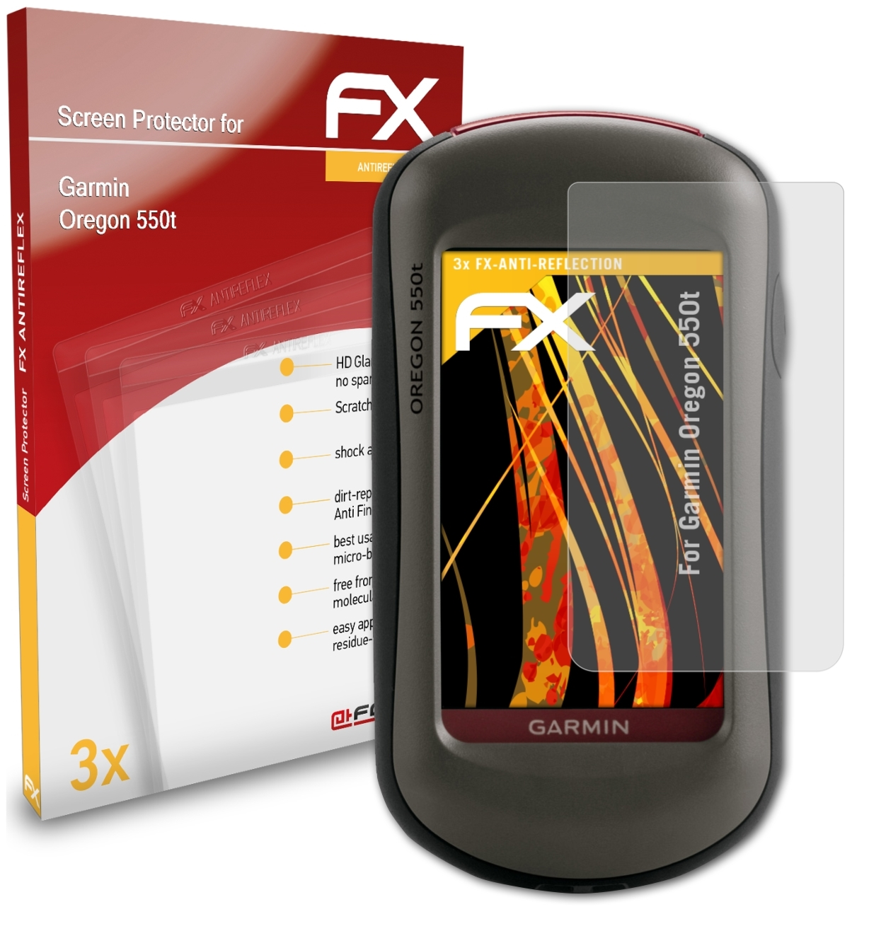 ATFOLIX 3x FX-Antireflex Displayschutz(für Garmin Oregon 550t)