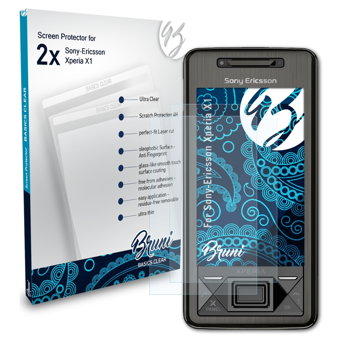 X1) Basics-Clear Sony-Ericsson Schutzfolie(für Xperia BRUNI 2x