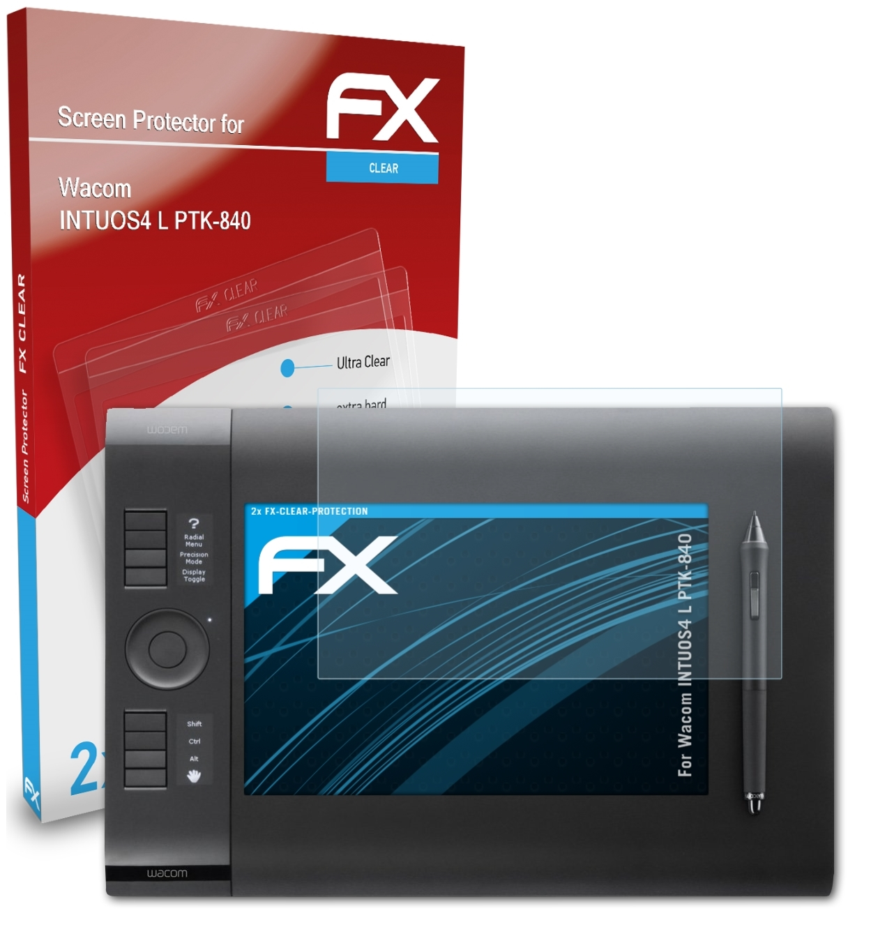 INTUOS4 ATFOLIX FX-Clear Displayschutz(für (PTK-840)) 2x Wacom L