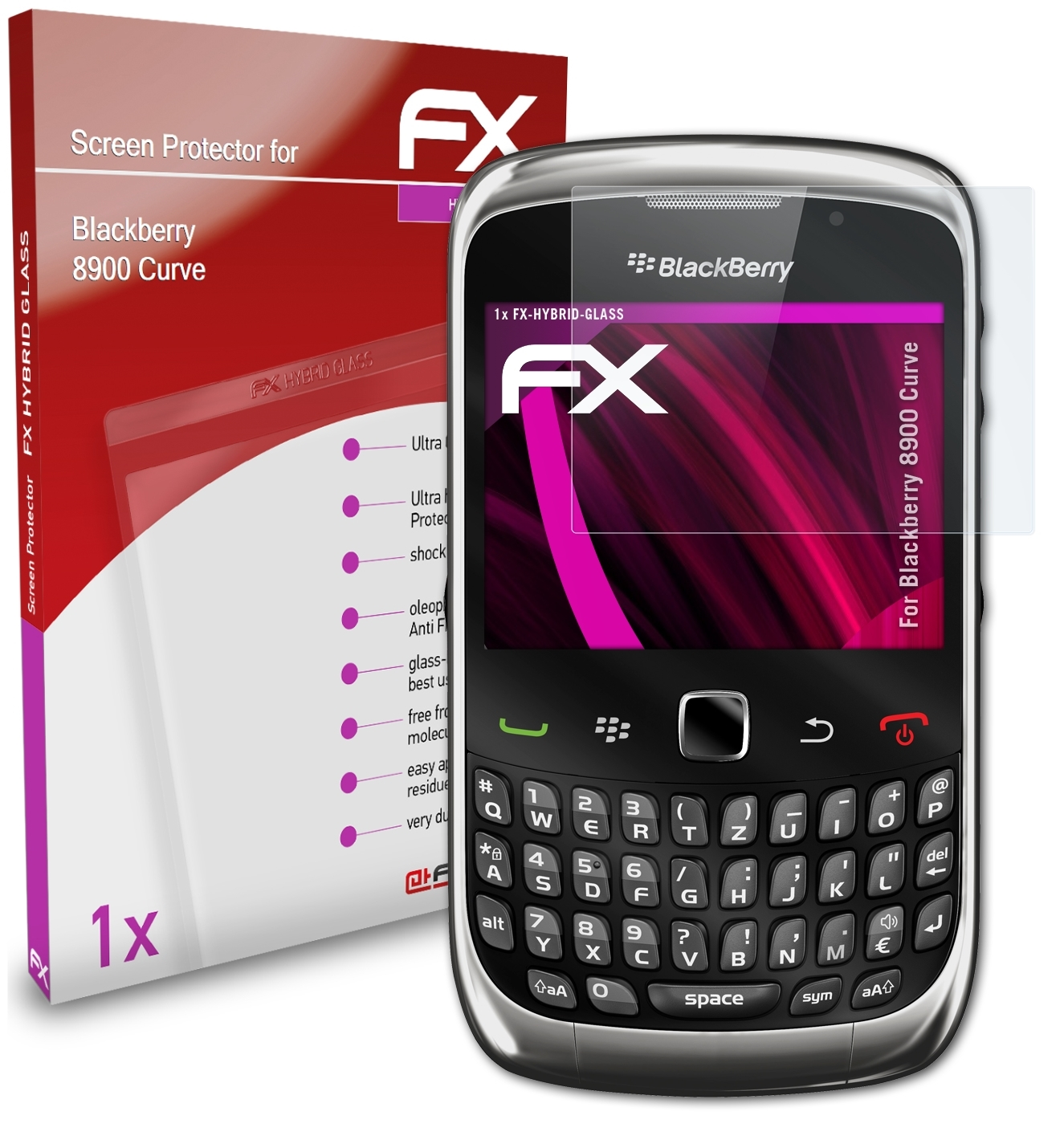 FX-Hybrid-Glass 8900 Curve) Schutzglas(für Blackberry ATFOLIX