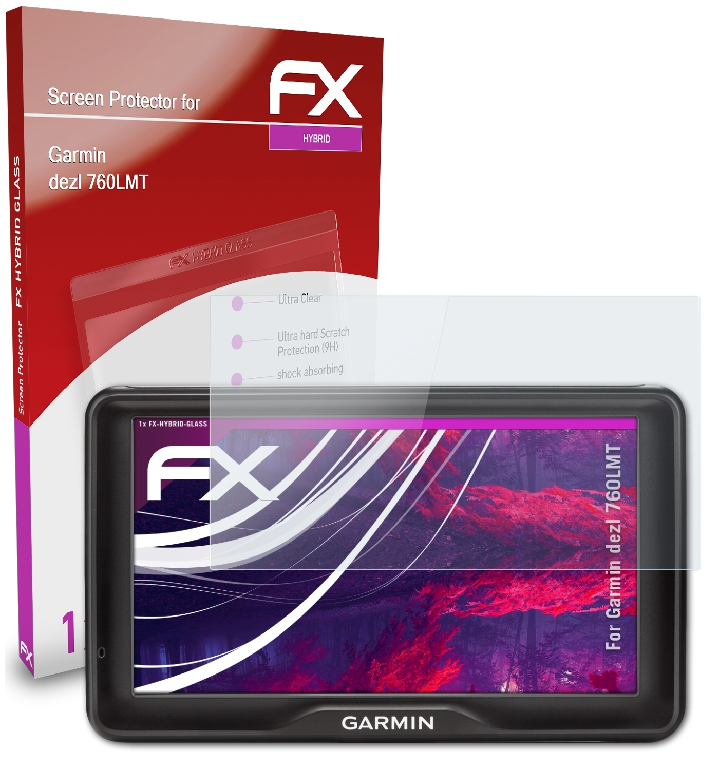 ATFOLIX FX-Hybrid-Glass Schutzglas(für Garmin dezl 760LMT)