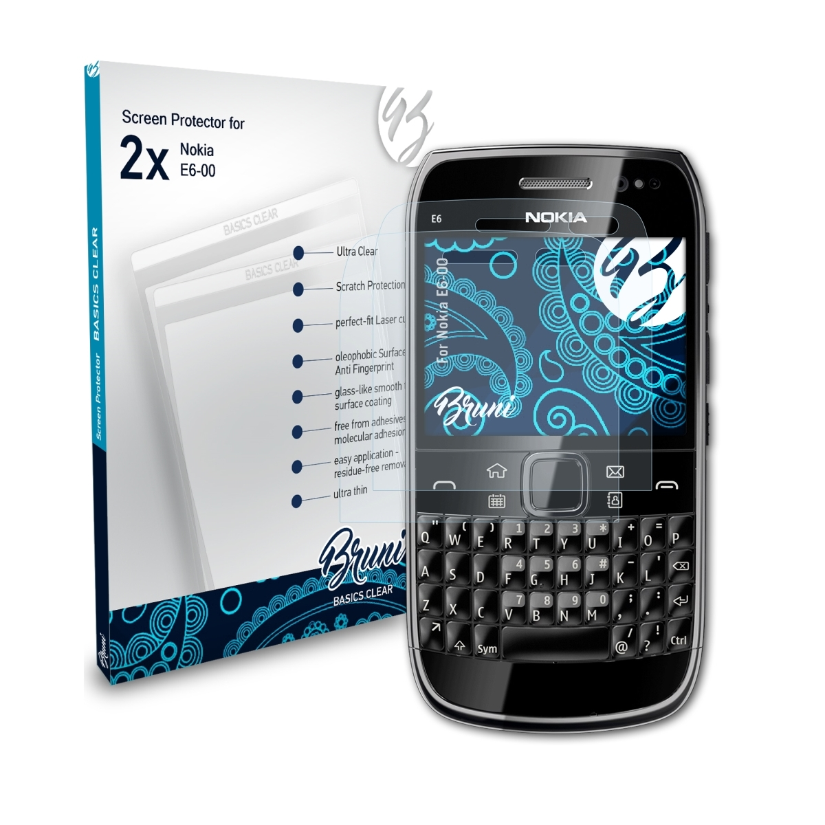 E6-00) Basics-Clear Nokia BRUNI 2x Schutzfolie(für