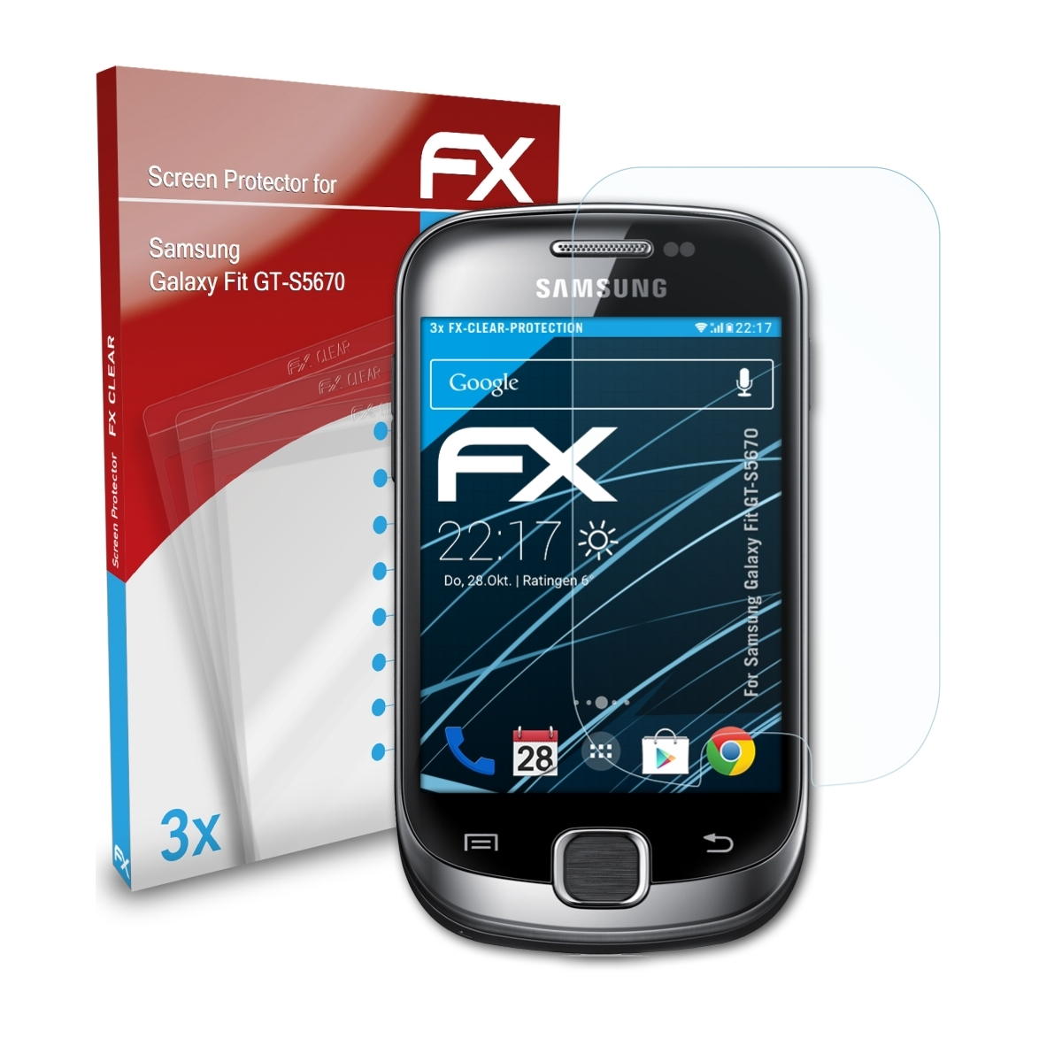 ATFOLIX Displayschutz(für Fit 3x FX-Clear Samsung Galaxy (GT-S5670))