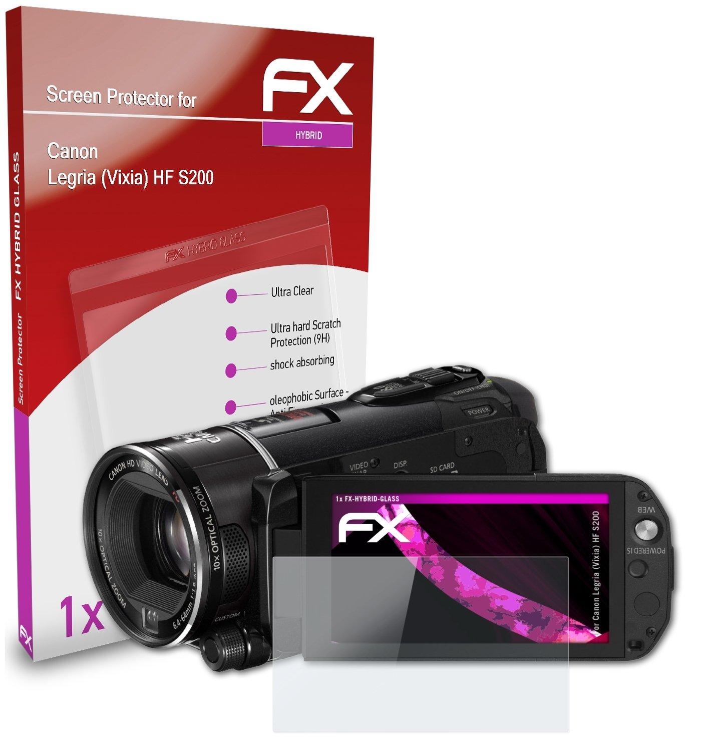 HF FX-Hybrid-Glass S200) Canon Legria ATFOLIX Schutzglas(für (Vixia)