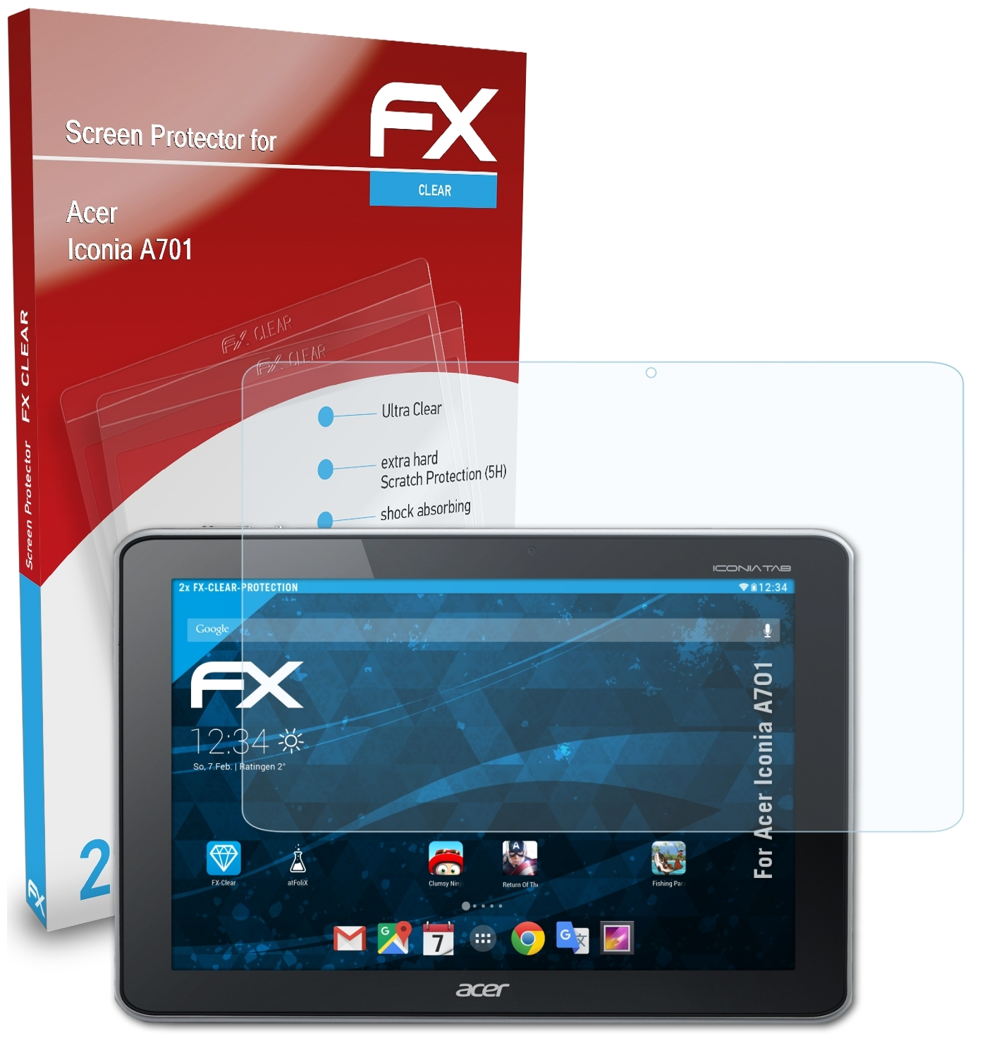 Acer Displayschutz(für ATFOLIX Iconia A701) FX-Clear 2x