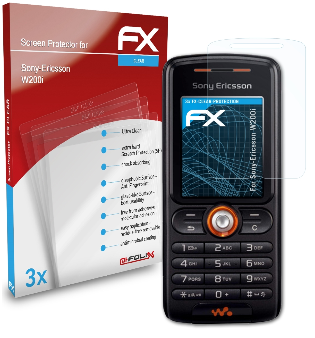 W200i) FX-Clear 3x ATFOLIX Displayschutz(für Sony-Ericsson
