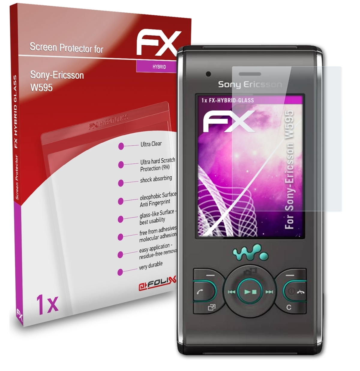 ATFOLIX FX-Hybrid-Glass Schutzglas(für Sony-Ericsson W595)
