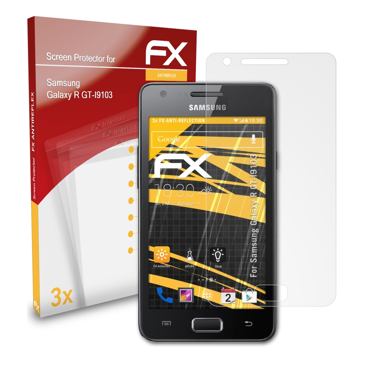 ATFOLIX 3x FX-Antireflex Displayschutz(für (GT-I9103)) Galaxy Samsung R