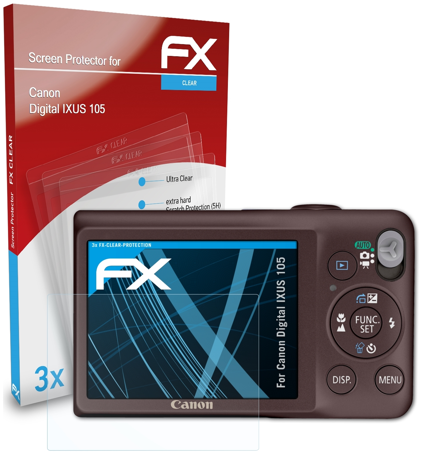 Canon 3x FX-Clear IXUS Digital Displayschutz(für ATFOLIX 105)