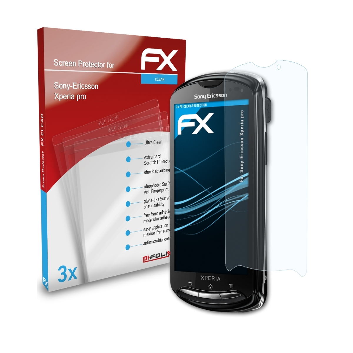pro) Sony-Ericsson 3x Xperia FX-Clear Displayschutz(für ATFOLIX