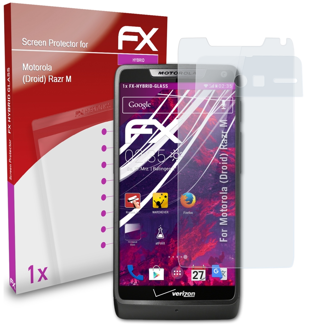 M) ATFOLIX FX-Hybrid-Glass Motorola Schutzglas(für Razr (Droid)