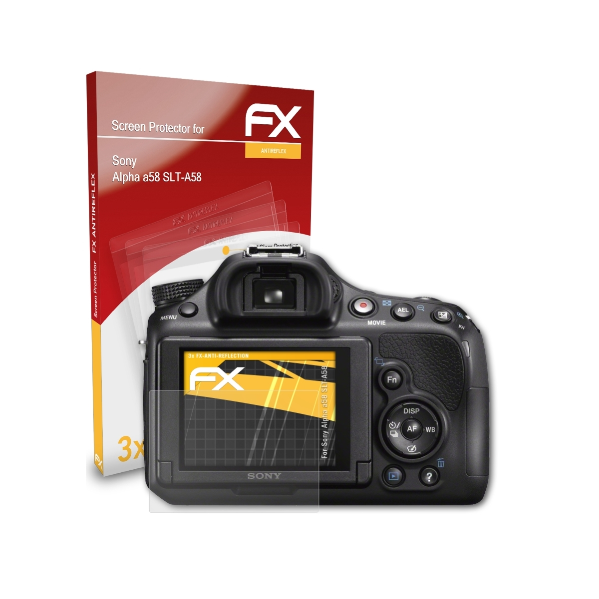 ATFOLIX 3x FX-Antireflex Displayschutz(für Sony (SLT-A58)) Alpha a58