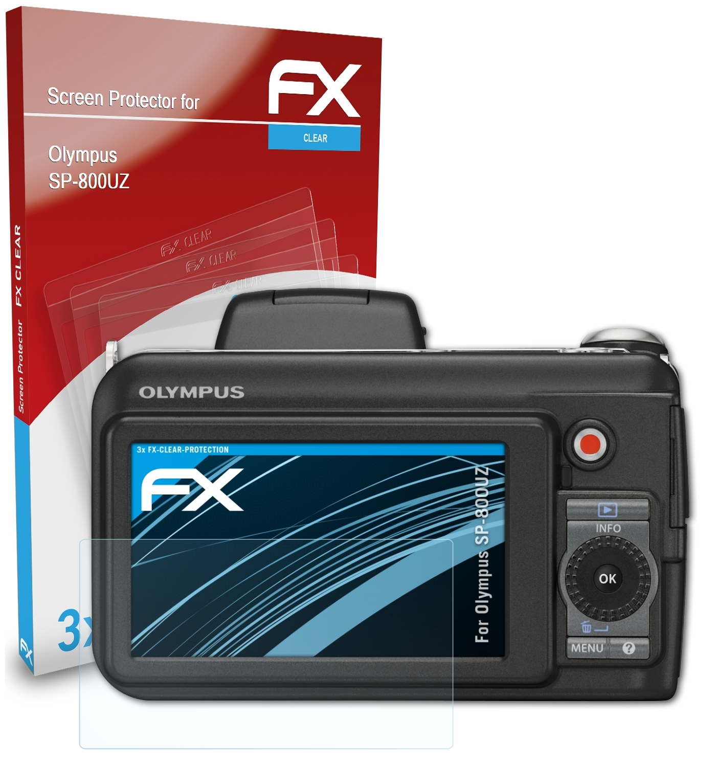 ATFOLIX 3x FX-Clear SP-800UZ) Olympus Displayschutz(für