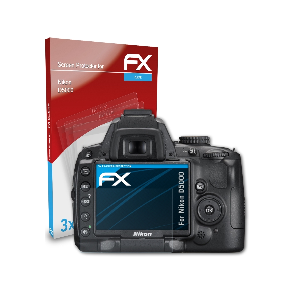 D5000) 3x Displayschutz(für ATFOLIX Nikon FX-Clear