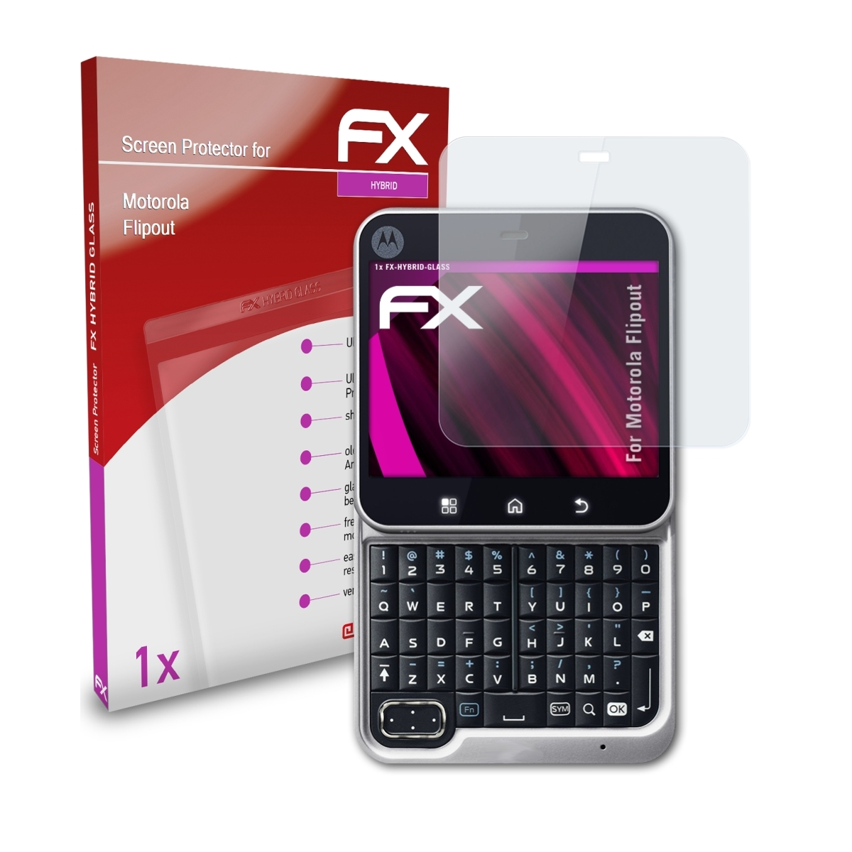 ATFOLIX FX-Hybrid-Glass Schutzglas(für Motorola Flipout)